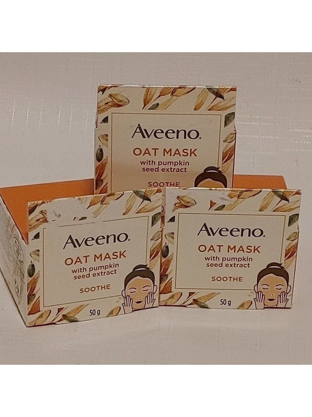 AVEENO OAT MASK LOT with PUMPKIN SEED EXTRACT Sooth your skin LOT of 3